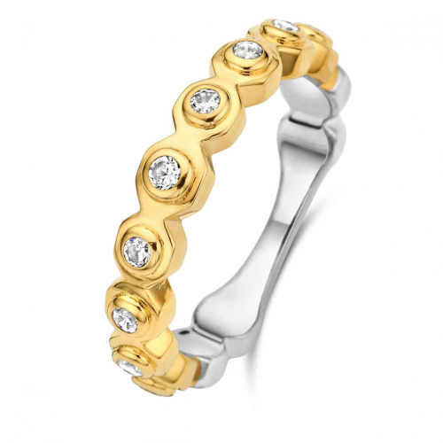 Bague Argent et plaqu� or Zirconium - Naiomy Silver