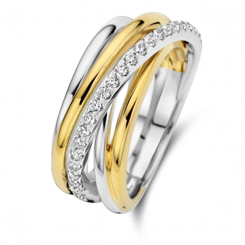 Bague Argent et plaqu or Zirconium - Naiomy Silver