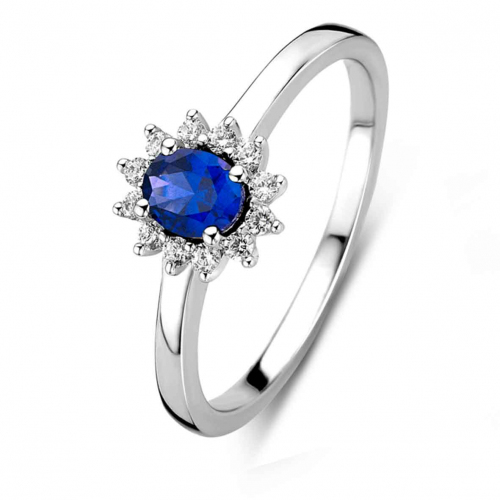 Bague Argent pierre bleue sertie de zirconium - Naiomy