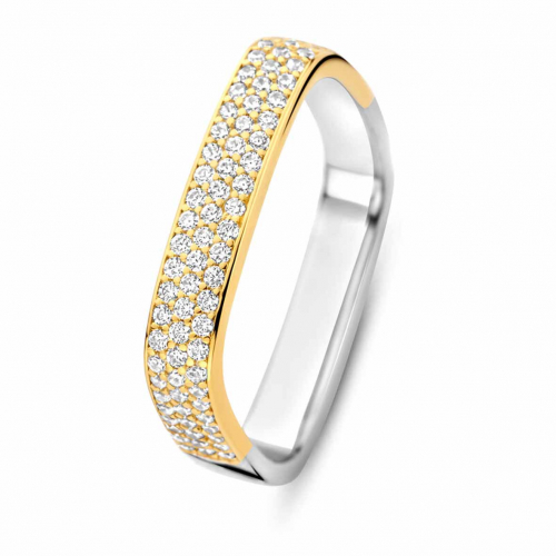 Bague argent - plaqu� or serti d'oxydes - Naiomy