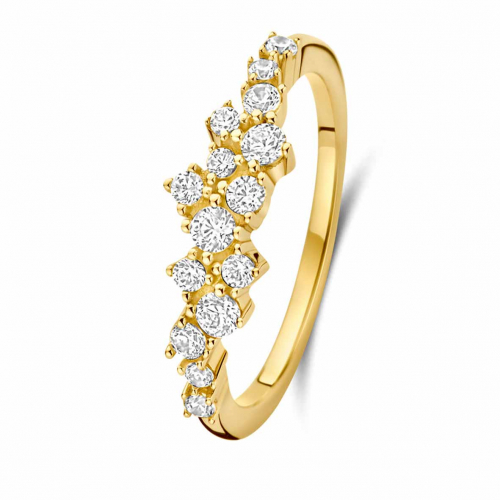 Bague argent - plaqu or serti d'oxydes - Naiomy