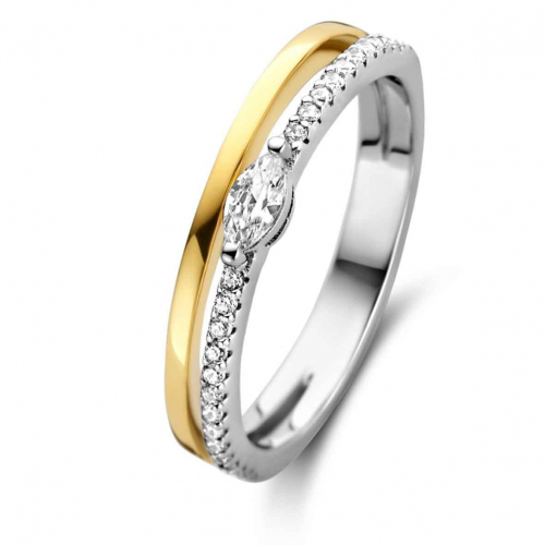 Bague Argent plaqu� or sertie de zirconium - Naiomy