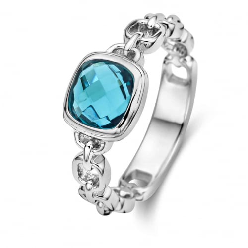 Bague Argent zirconium bleu Naiomy 