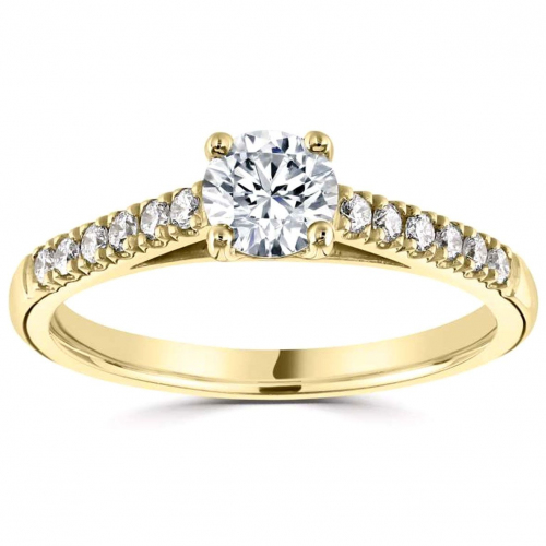 Bague de Fian�ailles Accompagn�e - Diamant cr�e en Laboratoire