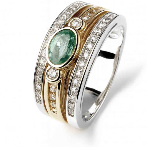 Bague �meraude et diamants
