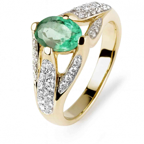 Bague meraude et diamants