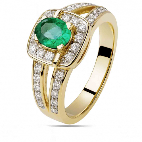 Bague �meraude et diamants