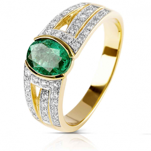 Bague meraude et diamants