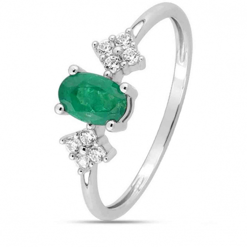 Bague Emeraude et Zirconium