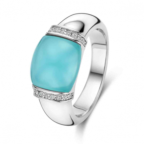 Bague en argent avec pierre bleue Naiomy Silver
