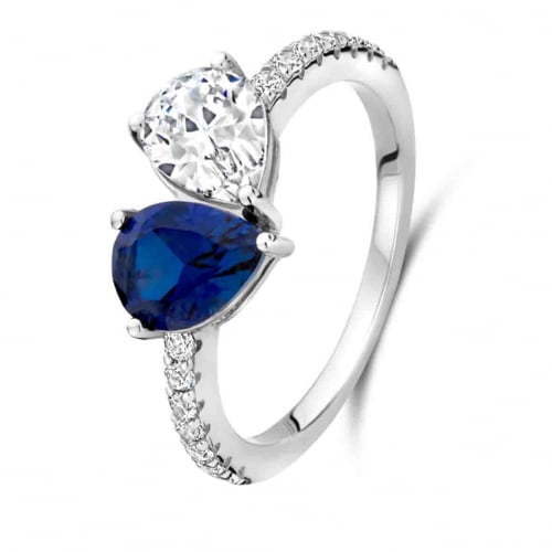 Bague en argent pierre bleu et oxydes - Naiomy