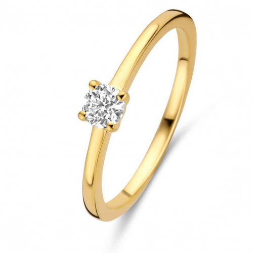 Bague en argent plaqu� or avec un Zirconium - Naiomy