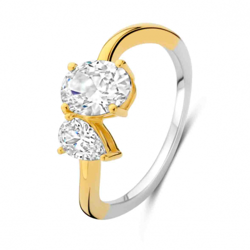Bague en argent - plaqu� or oxydes - Naiomy