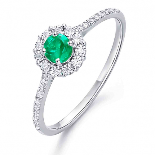Bague Glory en or blanc, �meraudes et diamants