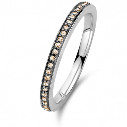 Bague Ischia Basics, diamants bruns sur or blanc
