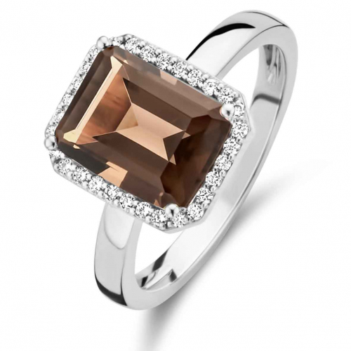 Bague One More Quartz fum� et diamants sur or blanc