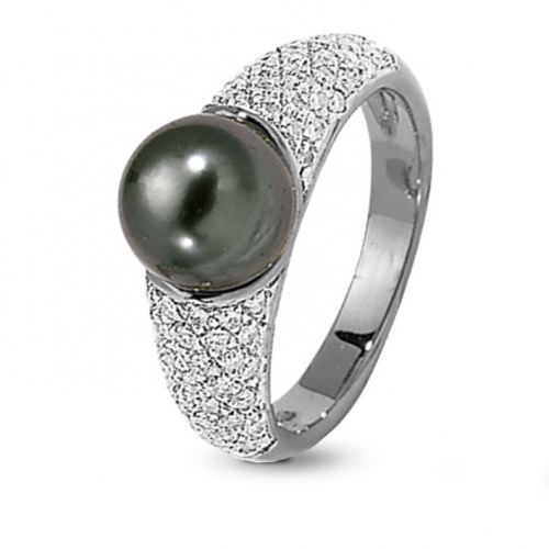 Bague Tahiti et diamants 0.68 ct or blanc