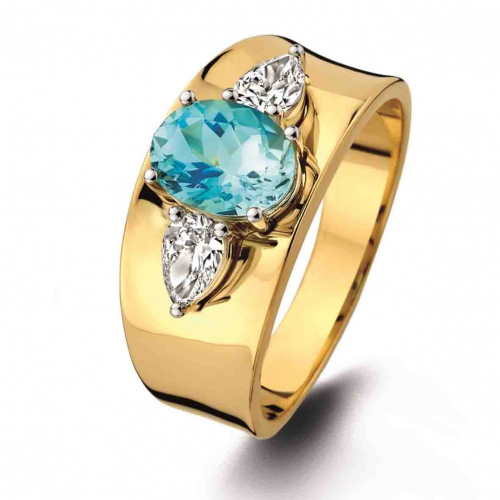 Bague Aigue marine et diamants