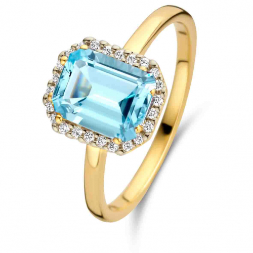 Bague Topaze Bleue Sky Blue et Diamants