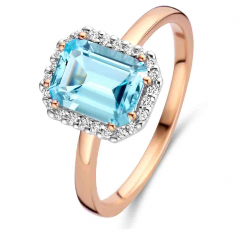 Bague Topaze Bleue Sky Blue et Diamants