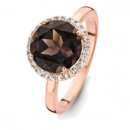 Bague Quartz Fum� et diamants One More - Etna
