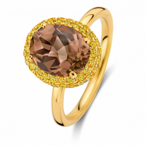 Bague Quartz fum� et Saphir jaune - One More