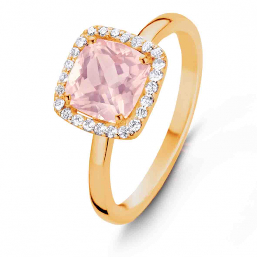 Bague quartz rose et diamants - One More