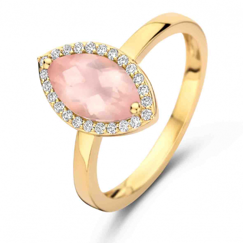 Bague quartz rose et diamants - One More