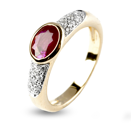 Bague rubis 1 carat sertie de diamants 0.18 ct