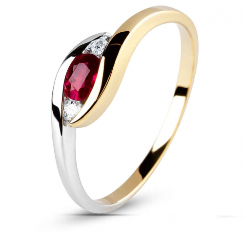 Bague rubis deux ors et diamant