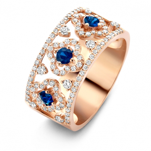 Bague saphir bleu et diamants - One More