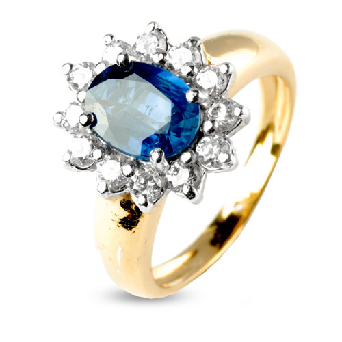 Bague saphir de 2 carats sertie de diamants 0.60 ct