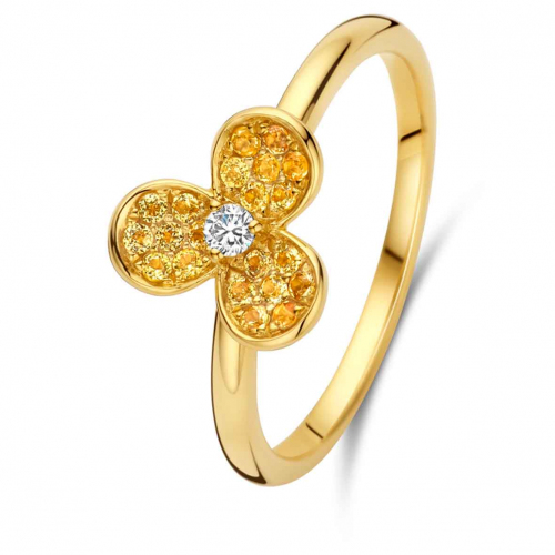 Bague Saphir Jaune et Diamants