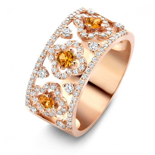 Bague saphir orange et diamants - One More