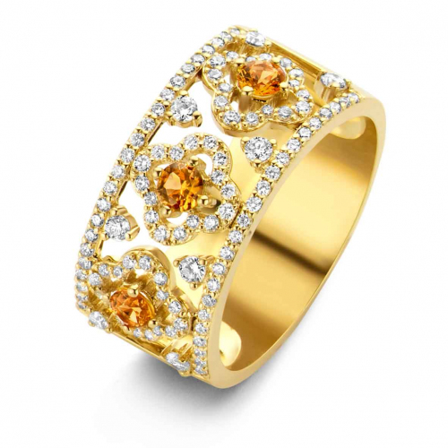 Bague saphir orange et diamants - One More