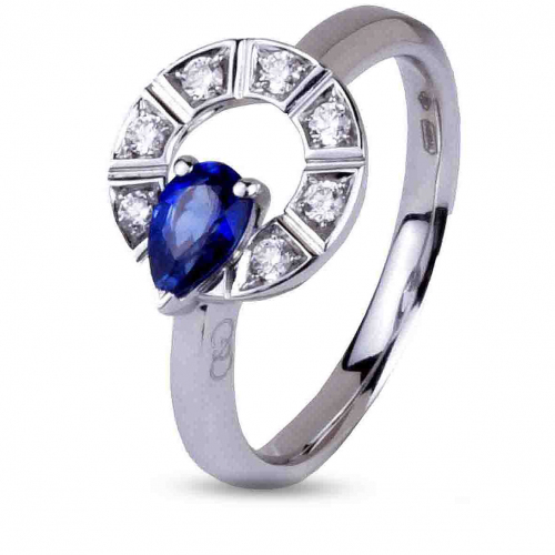 Bague Saphir Poire et Diamants