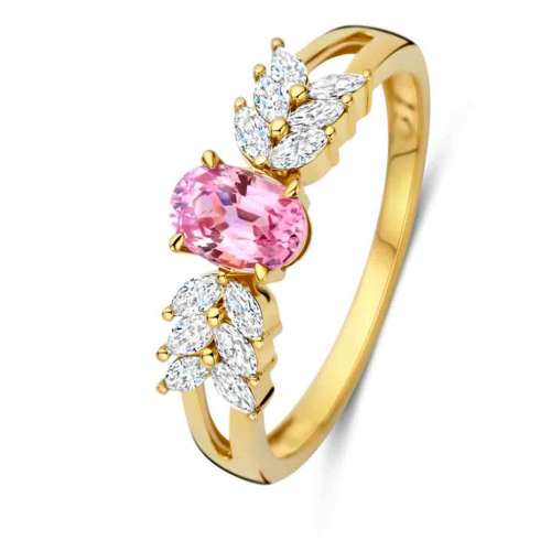 Bague saphir rose et diamants