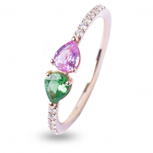 Bague Saphirs Tourmaline et Diamants