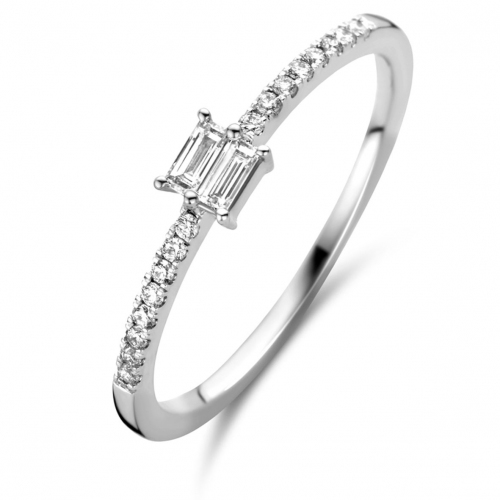 Bague solitaire accompagn�e Or blanc