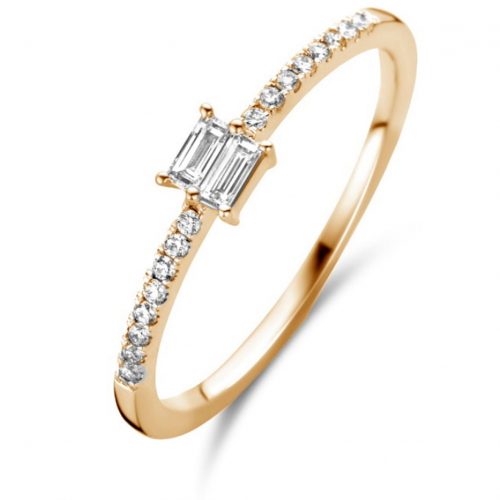 Bague solitaire accompagn�e Or jaune