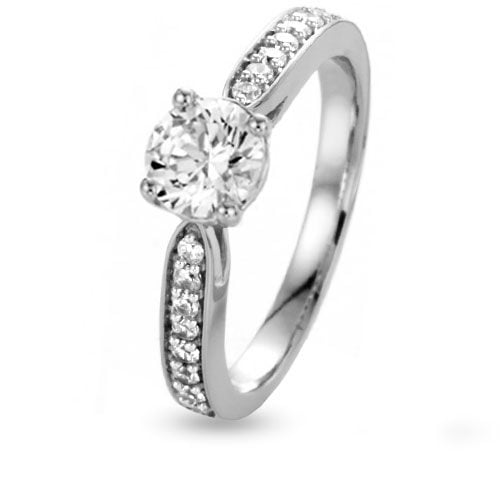 Bague solitaire or blanc diamant