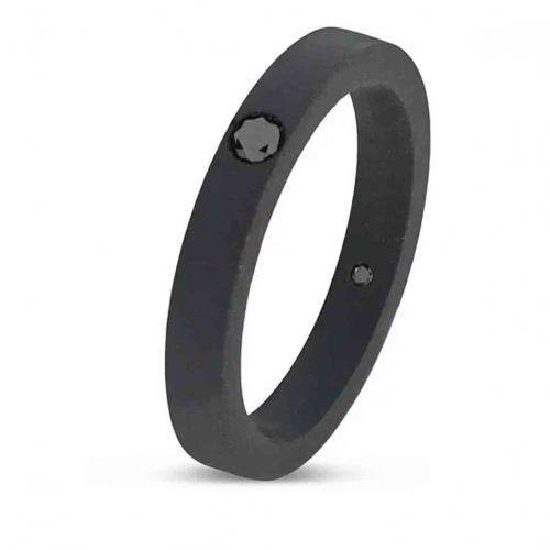 Bague Titane Noir serti de diamants  - Mano J