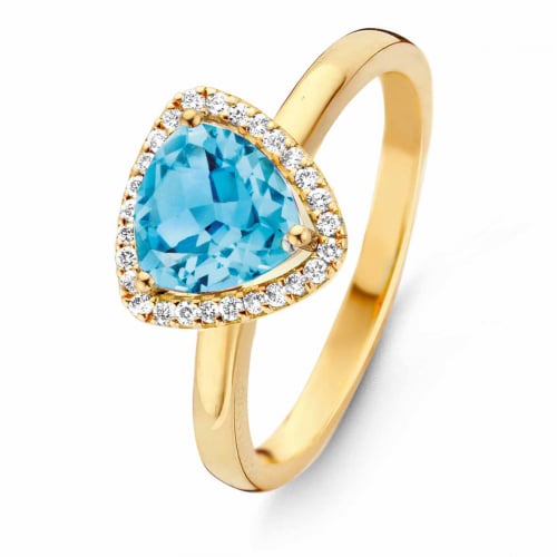 Bague topaze Swiss Blue et diamants- One More