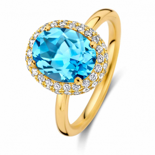 Bague Topaze Swiss Blue et diamants - One More