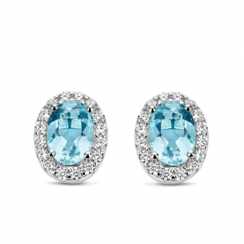 Boucles d'oreille en argent - oxydes bleu et blanc - Naiomy