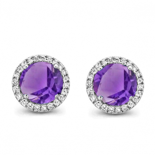 Boucles d'oreilles Amthyste et diamants - One More
