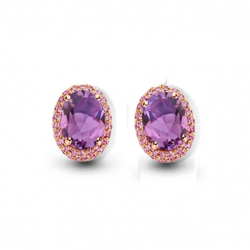 Boucles d'oreilles amthyste et saphir rose - One More
