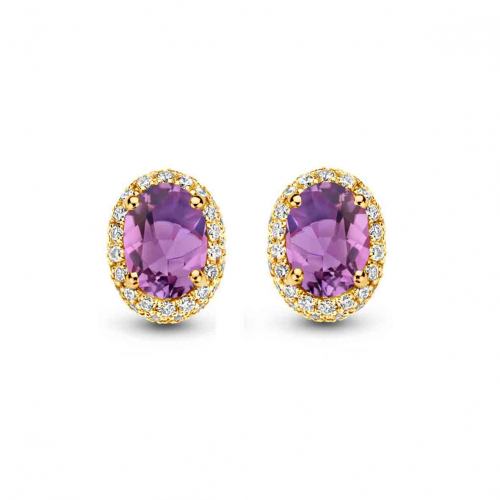 Boucles d'oreilles amthystes et diamants One More