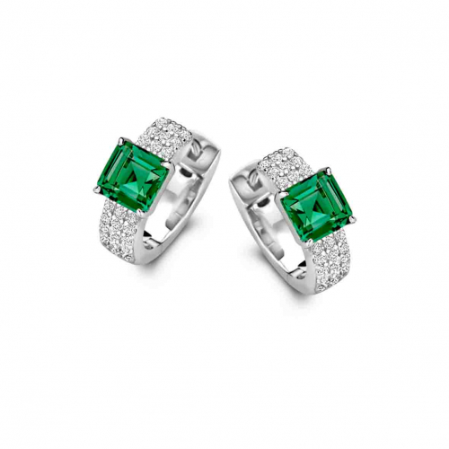 Boucles d'oreilles argent avec pierre verte +OZ Naiomy