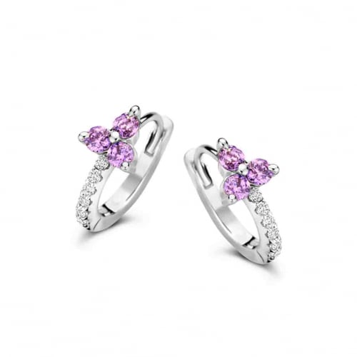 Boucles d'oreilles argent avec pierre violette et Oxydes - Naiomy